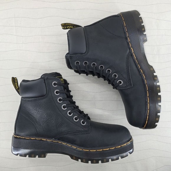 Dr Martens Mens Industrial Black Leather Soft Toe Work Boots ASTM F2892-11 Sz 8